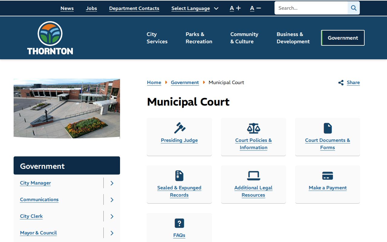 Thornton criminal records at Thornton Municipal Court